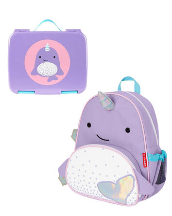 Little Kid 2-Piece Narwhal Backpack & Bento Lunch Box Set, 