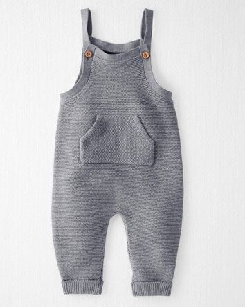 Baby Organic Sweater Knit Overalls in Dark Gray, 