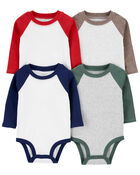 Baby 4-Pack Raglan Sleeve Bodysuits, image 1 of 4 slides