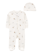 Baby 2-Piece 2-Way Zip Cotton Sleep & Play & Cap Set Pajamas, image 1 of 3 slides
