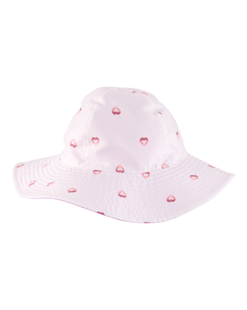 Toddler Girl Heart Print Reversible Swim Hat - Purple, 