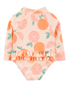 Baby Girl 1-Piece Orange Slice Long-Sleeve Rashguard Swimsuit, image 3 of 5 slides