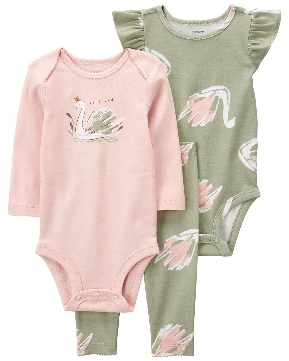 Pink/Green Baby 3Piece Swan Little Character Set