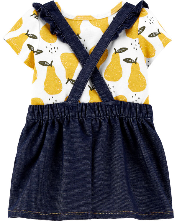 Baby 2-Piece Pear Bodysuit & Knit Denim Skirtall Set