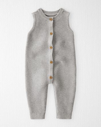 Baby Organic Cotton Sweater Knit Button-Front Jumpsuit, 
