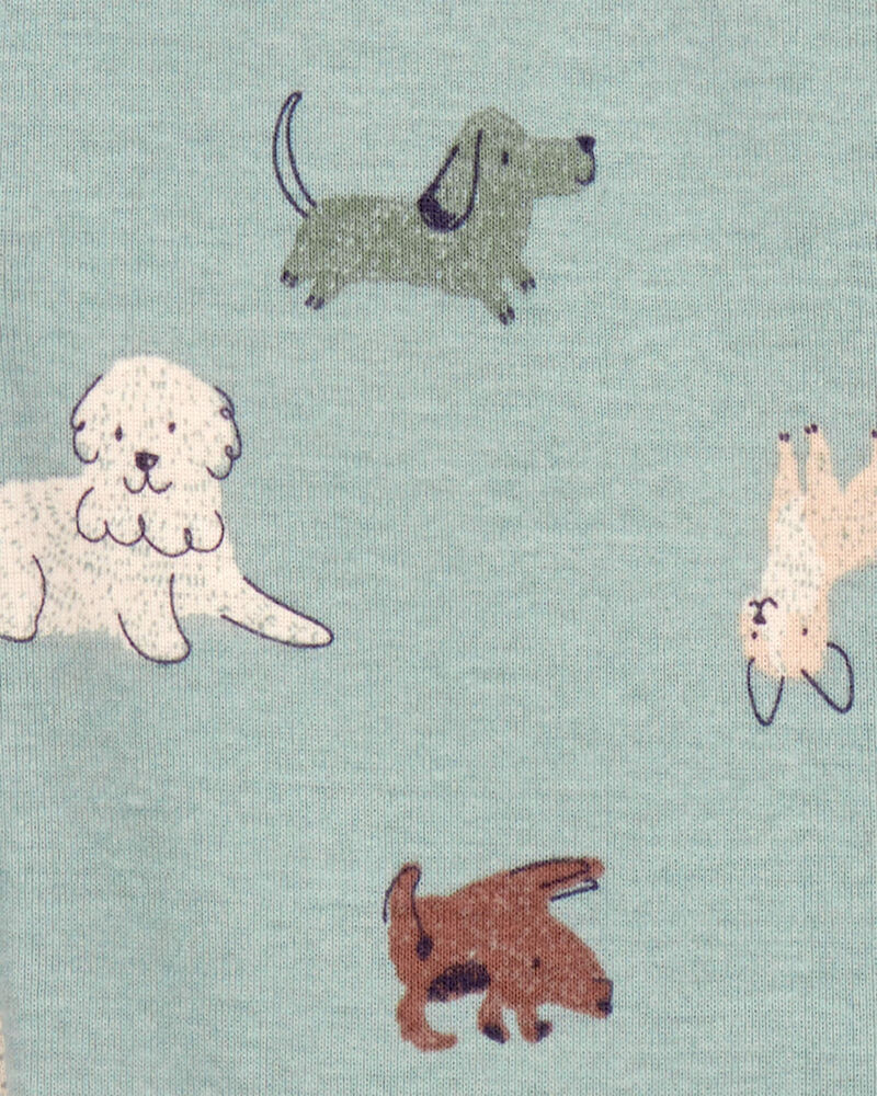 Baby Boy 1-Piece Dog Print 100% Snug Fit Cotton Footie Pajamas - Blue, image 3 of 4 slides