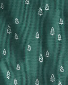 Toddler Waffle Knit Pajamas Set Made with Organic Cotton in Evergreen Trees, image 3 of 4 slides