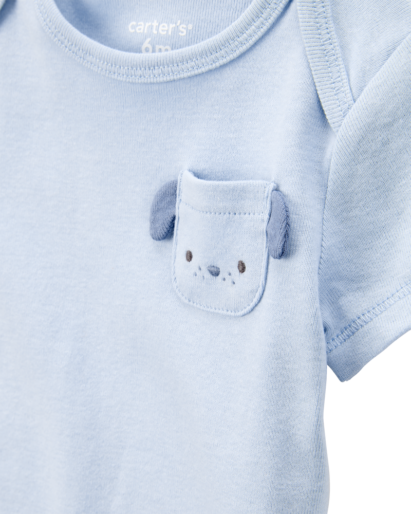 Baby Boy 5-Pack Dog Short-Sleeve Cotton Bodysuits - Blue, image 2 of 8 slides