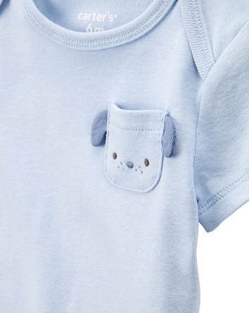 Baby Boy 5-Pack Dog Short-Sleeve Cotton Bodysuits - Blue, 