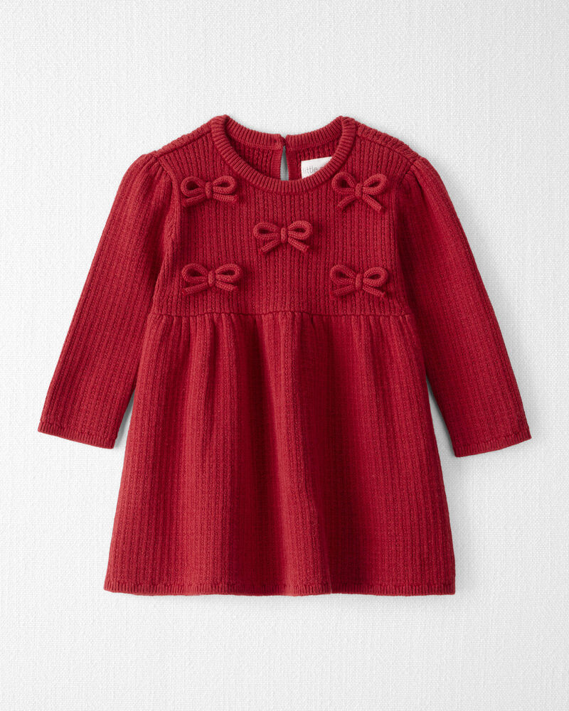 Baby Girl Organic Cotton Sweater Knit Dress, image 1 of 6 slides