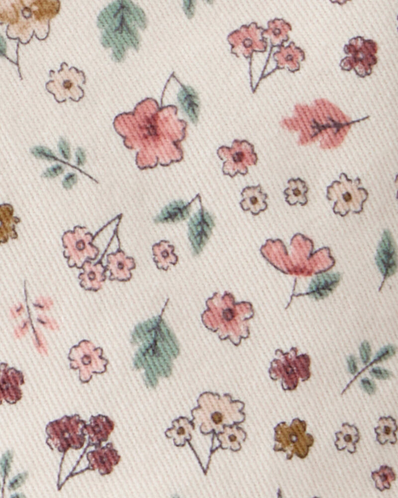 Toddler Girl Floral Print Cotton Skirt - White, image 2 of 3 slides