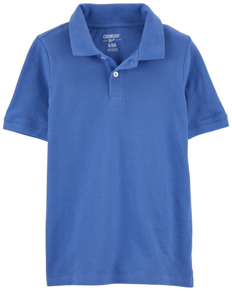 Kid Blue Piqué Polo Shirt, image 1 of 5 slides