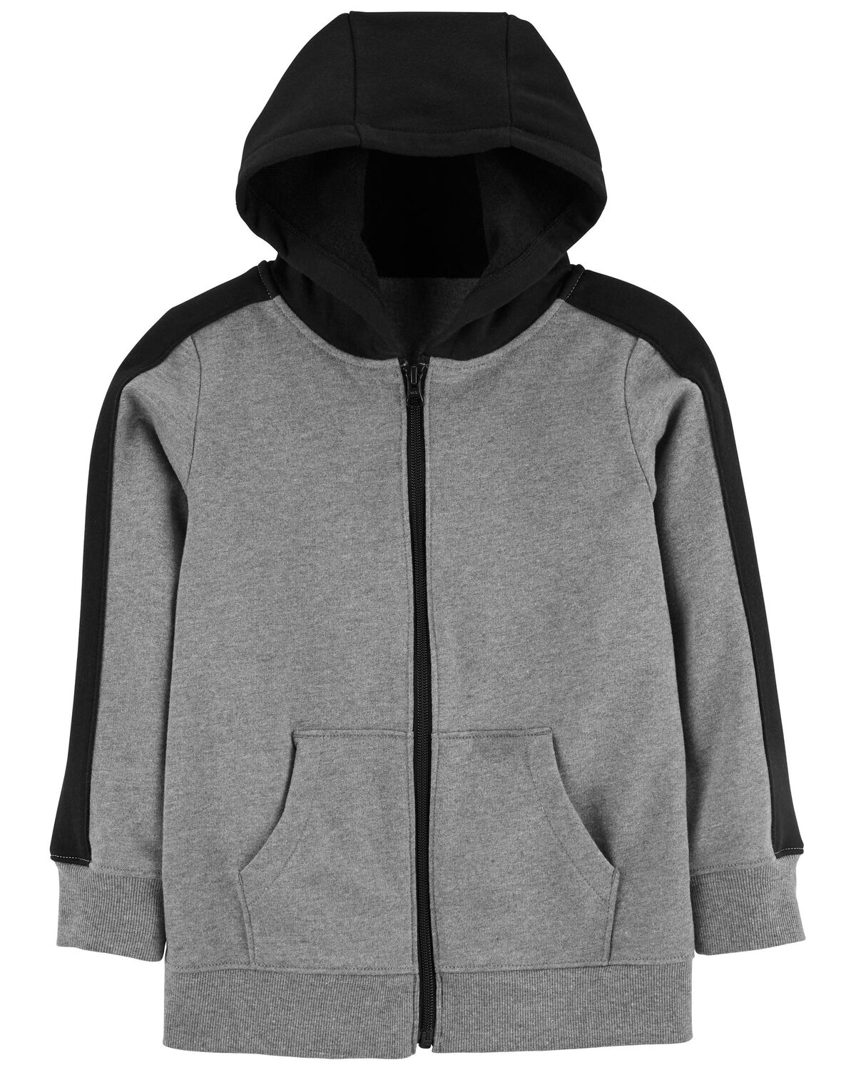 Heather/Black Kid Colorblock Zip-Up Hoodie | oshkosh.com