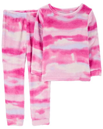 Kid 2-Piece Fuzzy Velboa Tie-Dye Pajamas, 