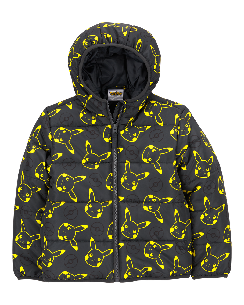 Kid Pikachu Pokémon Puffer Jacket - Black, image 1 of 3 slides