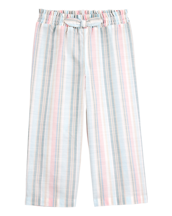 Toddler Striped Linen Look-alike Tie-Waist Pants, 