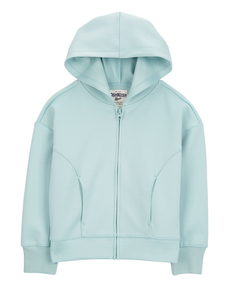 Kid Stretch Tech Zip-Up Hooded Jacket - Aqua, image 1 of 3 slides