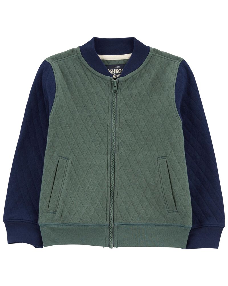 Quilted Colorblock Bomber Jacket, image 1 of 3 slides