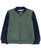 Quilted Colorblock Bomber Jacket, image 1 of 3 slides