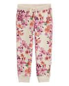 Toddler Floral Print Fleece Joggers, image 1 of 4 slides