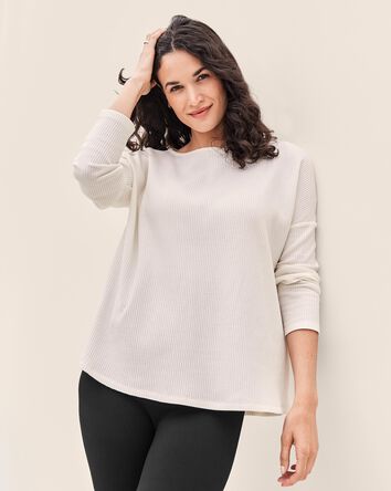 Adult Women's Maternity Loose-Fit Waffle Knit Tee, 