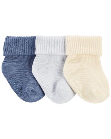 Baby 3-Pack Ribbed Booties, 