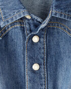 Baby Girl Cotton Denim Long-Sleeve Dress - Blue, image 4 of 5 slides