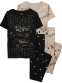 Black - Kid 4-Piece Gamer 100% Snug Fit Cotton Pajamas