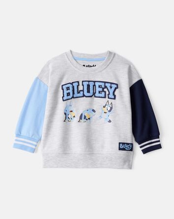 Baby Boy Bluey Colorblock French Terry Sweatshirt - Grey, 