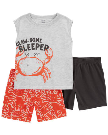 Toddler 3-Piece Crab Loose Fit Pajama Set, 