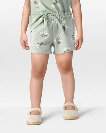 Toddler Floral Pull-On French Terry Shorts - Green, 