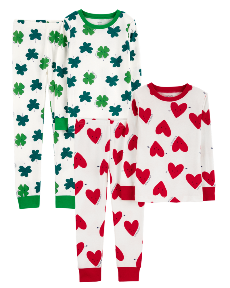Kid 4-Piece Cotton Holiday Pajamas, image 1 of 5 slides