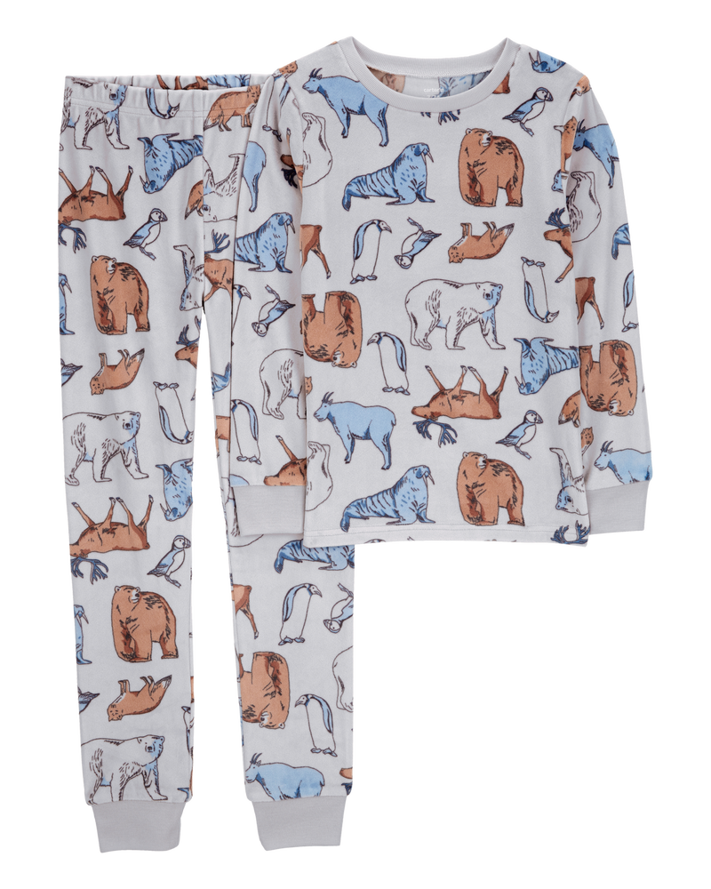 Kid 2-Piece Woodland Fuzzy Velboa Pajama Set, image 1 of 3 slides
