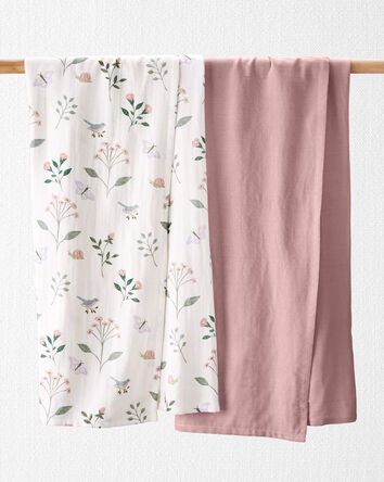 2-Pack Organic Cotton Muslin Swaddle Blankets, 