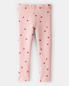 Toddler Girl Cotton Apple Stretch Leggings - Pink, image 2 of 4 slides