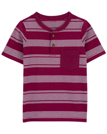 Striped Pocket Henley Tee, 