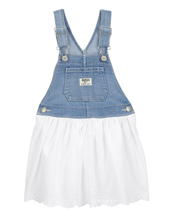 Baby Stretch Denim Eyelet Jumper Dress, 