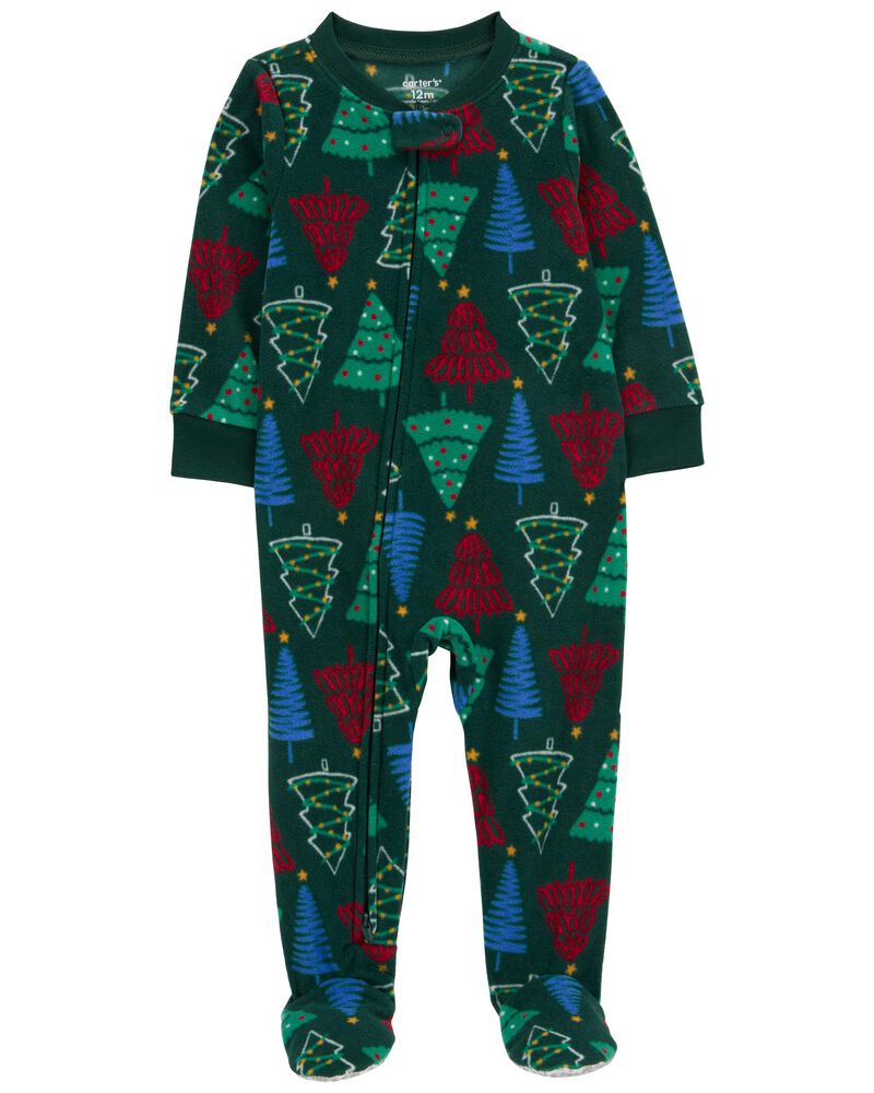 Baby 1-Piece  Christmas Tree Fleece Footie Pajamas
, image 1 of 5 slides
