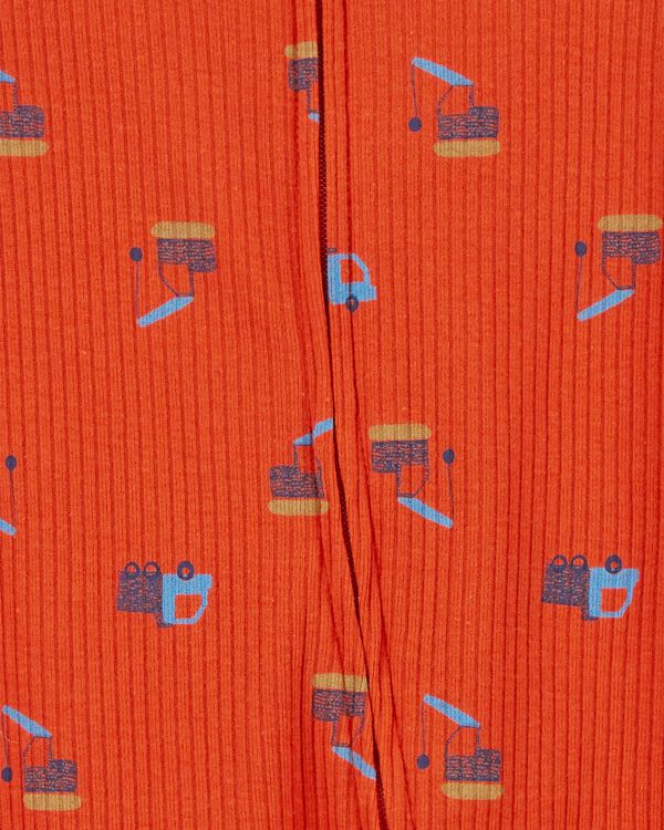 Red Baby Construction 2Way Zip Cotton Blend Sleep & Play Pajamas