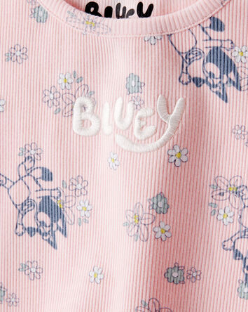 Baby Bluey Floral Print Short-Sleeve Graphic Tee - Pink, 