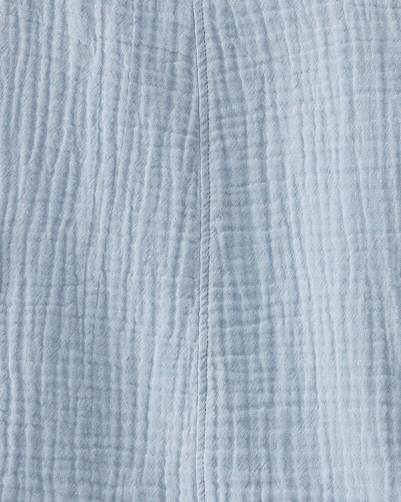 Toddler Organic Cotton Gauze Shortalls in Seal Blue, image 4 of 6 slides