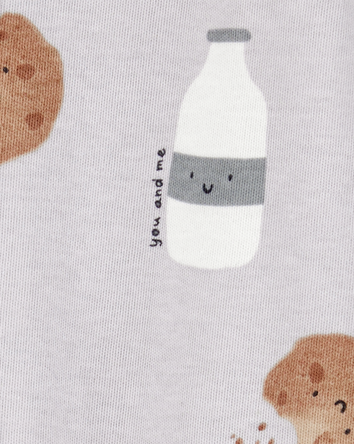 Baby Milk & Cookies 2-Way Zip Cotton Sleep & Play Pajamas - Grey, 
