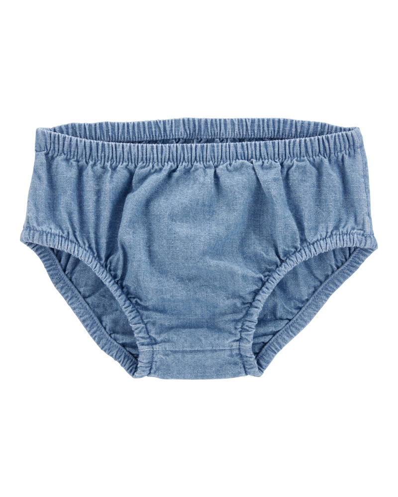 Baby Solid Cotton Dress - Blue, image 3 of 5 slides