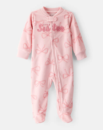 Baby Girl Bow Print Loose Fit Long-Sleeve Sleep & Play - Pink, 