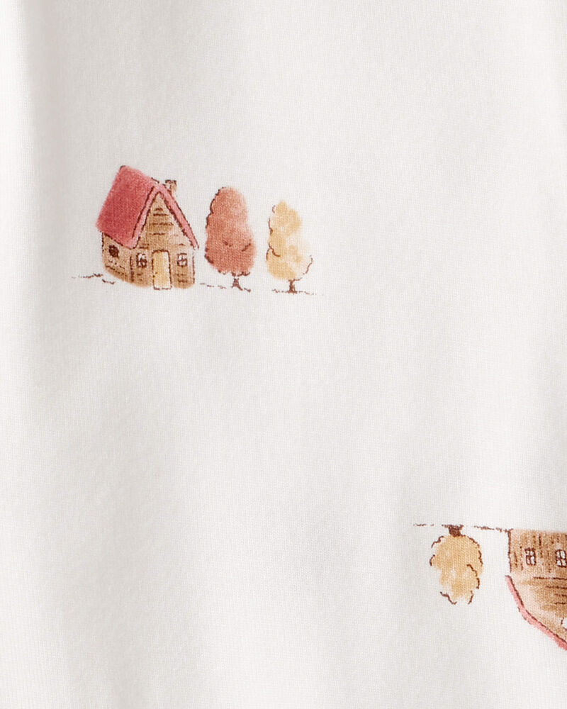 Baby Fall Print PurelySoft Long-Sleeve 2-Way Zip Sleep & Play Pajamas - White, image 4 of 8 slides