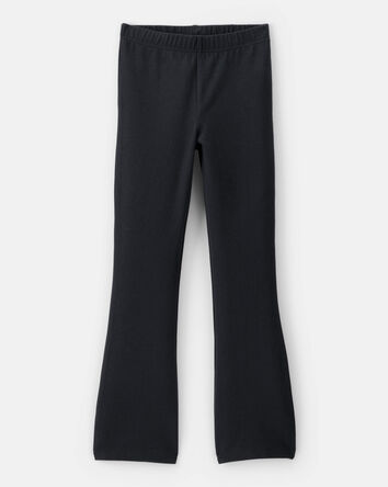 Kid Solid Cotton Flare Stretch Leggings - Black, 