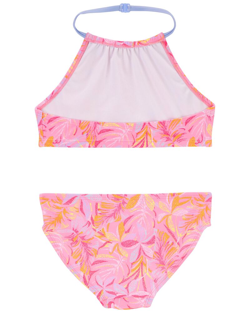 Kid Palm Print Halter Swimsuit, image 2 of 4 slides