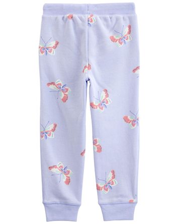 Toddler Butterfly Print Fleece Joggers, 