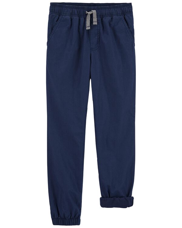 Navy Kid PullOn Poplin Pants