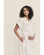 Adult Womens Maternity Midi Shirt Dress, image 3 of 9 slides